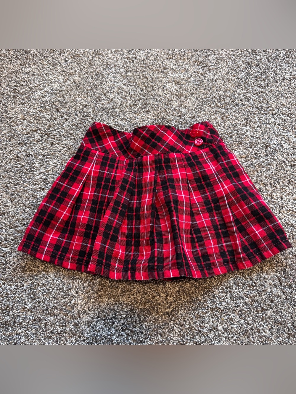 Girls Red Plaid Pleated Mini Skirt
